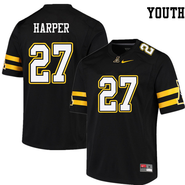 Youth #27 Demarcus Harper Appalachian State Mountaineers College Football Jerseys Sale-Black